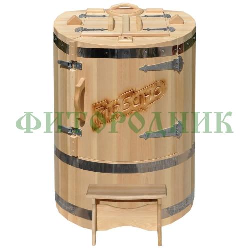 кедровая бочка овальная «профессиональная» со скосом с художественным оформлением «ваш логотип»