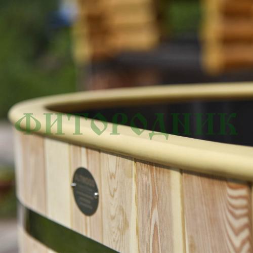 овальная купель «premium» из лиственницы с вставкой из нержавеющей стали длина 1200 мм