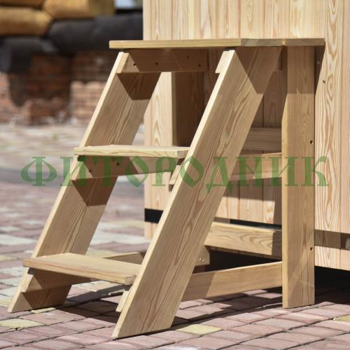 прямоугольная купель «premium» из лиственницы с вставкой из нержавеющей стали длина 1000 мм ширина 780 мм высота 1150 мм