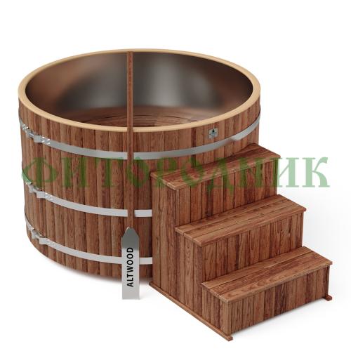 фурако круглая «premium» из лиственницы с вставкой из нержавеющей стали с электроподогревом 1700 мм