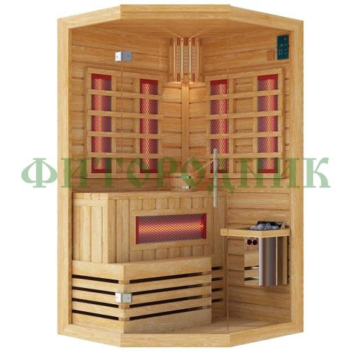 комбинированная сауна одноместная угловая «premium» с электрической печью harvia