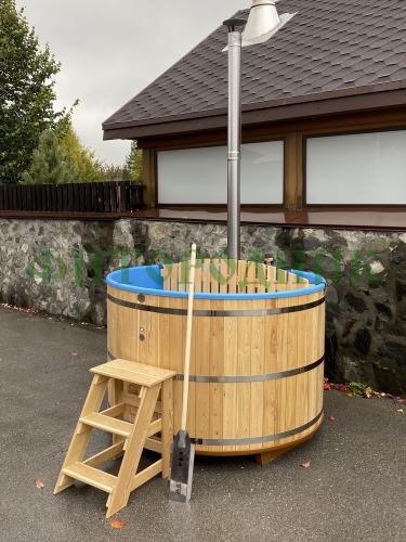 фурако круглая «premium» из лиственницы с термопластиковой вставкой со встроенной печью 1700 мм