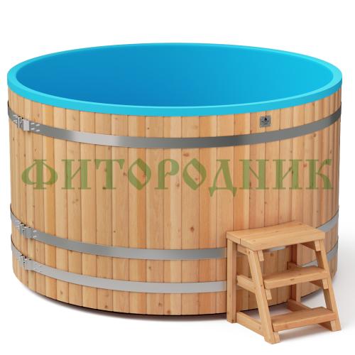 круглая купель «comfort» из лиственницы с пластиковой вставкой диаметр 2000 мм высота 1150 мм