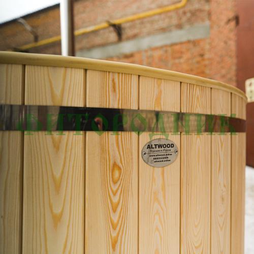 фурако круглая «comfort» из лиственницы с пластиковой вставкой с внешней печью с газовой горелкой 2000 мм