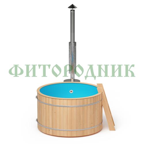 фурако круглая «original» из сосны с пластиковой вставкой с внешней печью 1500 мм