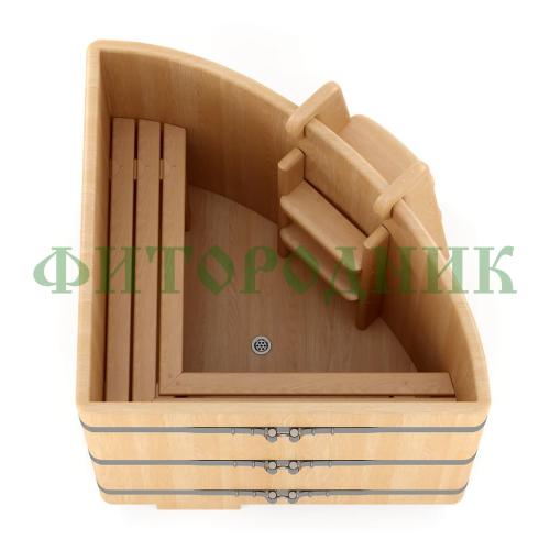 угловая купель «premium» из кедра длина 1500 мм ширина 1500 мм высота 1150 мм