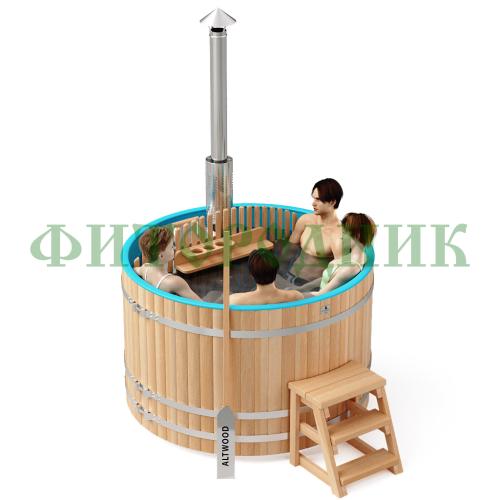 фурако круглая «comfort» из лиственницы с пластиковой вставкой со встроенной печью 1700 мм