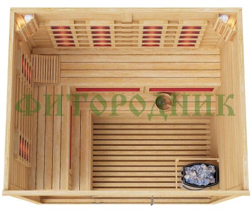 комбинированная сауна четырехместная «premium» с электрической печью harvia