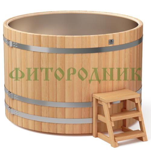 круглая купель «premium» из лиственницы с вставкой из нержавеющей стали диаметр 1700 мм высота 1150 мм