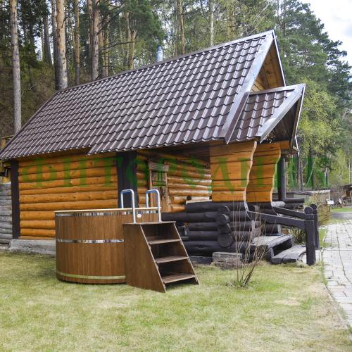 круглая купель «premium» из лиственницы с вставкой из нержавеющей стали диаметр 1700 мм высота 1150 мм