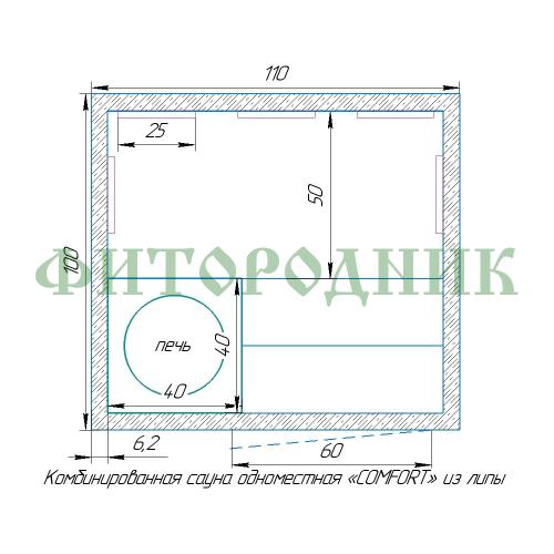 комбинированная сауна одноместная «comfort»