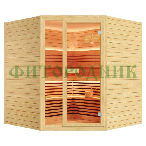 финская сауна четырехместная угловая «comfort» с электрической печью