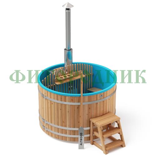 фурако круглая «comfort» из лиственницы с пластиковой вставкой со встроенной печью 1700 мм