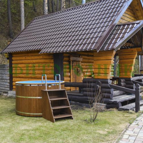 круглая купель «comfort» из лиственницы с пластиковой вставкой диаметр 2000 мм высота 1150 мм