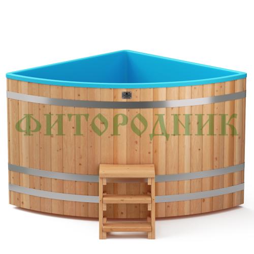 угловая купель «comfort» из лиственницы с пластиковой вставкой длина 1500 мм ширина 1500 мм высота 1150 мм