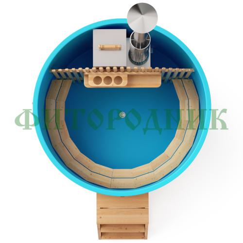 фурако круглая «comfort» из лиственницы с пластиковой вставкой со встроенной печью 1700 мм