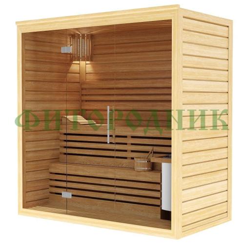 финская сауна трехместная «premium» с электрической печью harvia
