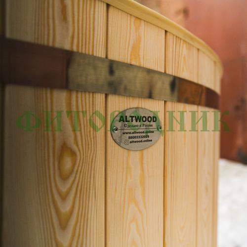 фурако круглая «comfort» из лиственницы с пластиковой вставкой с внешней печью с газовой горелкой 1700 мм