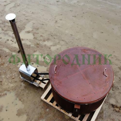 фурако круглая «comfort» из лиственницы с пластиковой вставкой с внешней печью 1700 мм