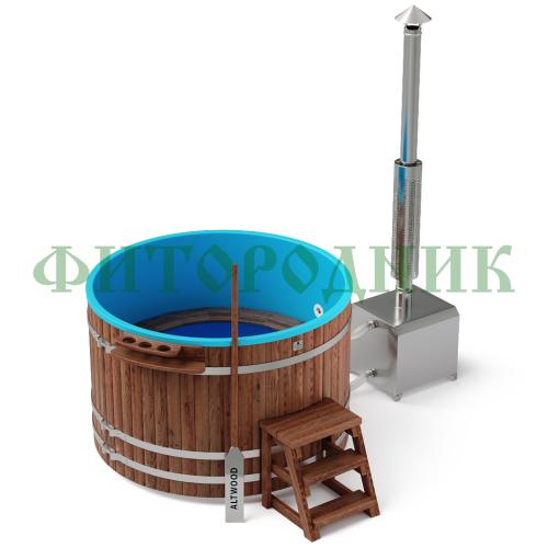 фурако круглая «comfort» из лиственницы с пластиковой вставкой с внешней печью с газовой горелкой 1700 мм