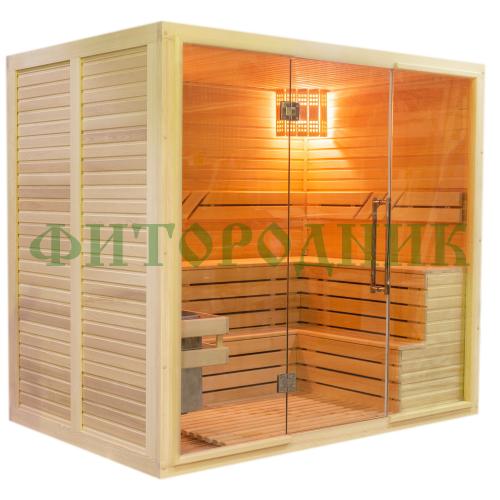 финская сауна четырехместная «premium» с электрической печью harvia