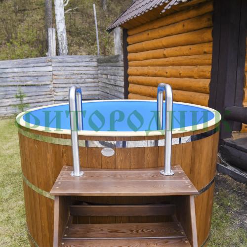 круглая купель «comfort» из лиственницы с пластиковой вставкой диаметр 1700 мм высота 1150 мм