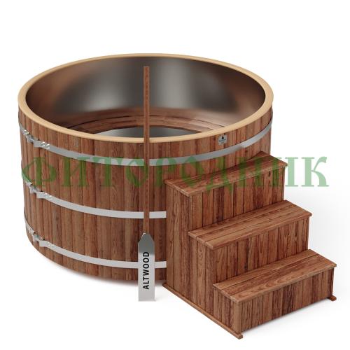 фурако круглая «premium» из лиственницы с вставкой из нержавеющей стали с электроподогревом 2000 мм