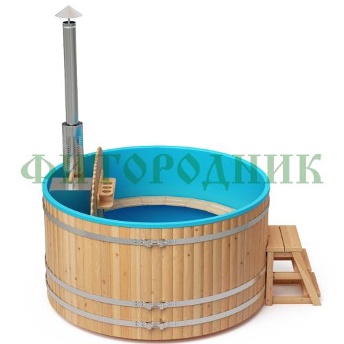 фурако круглая «comfort» из лиственницы с пластиковой вставкой со встроенной печью 2000 мм