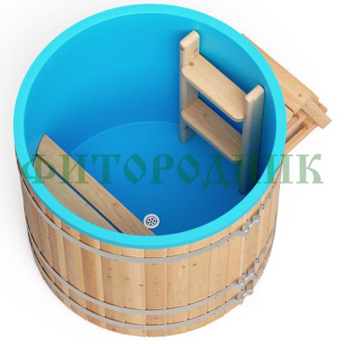 круглая купель «comfort» из лиственницы с пластиковой вставкой диаметр 1200 мм высота 1150 мм