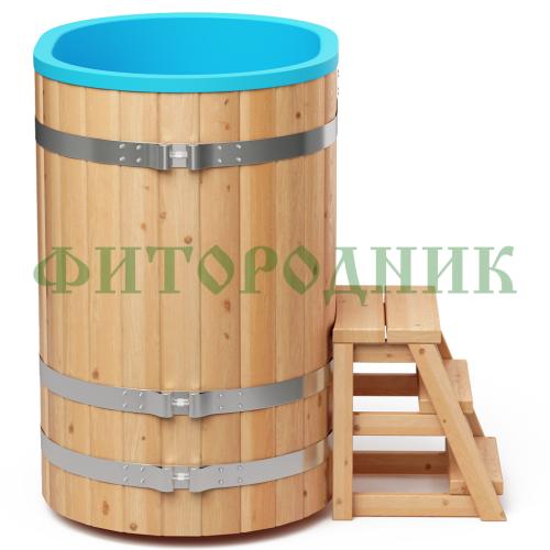 овальная купель «comfort» из лиственницы с пластиковой вставкой длина 1000 мм ширина 780 мм высота 1150 мм