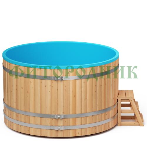 круглая купель «comfort» из лиственницы с пластиковой вставкой диаметр 2000 мм высота 1150 мм