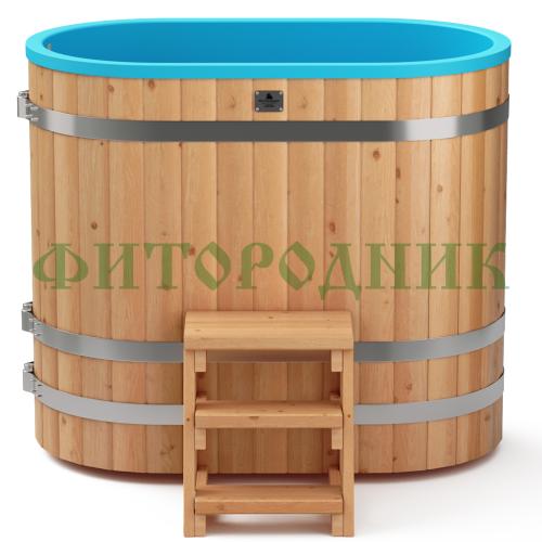 овальная купель «comfort» из лиственницы с пластиковой вставкой длина 1400 мм ширина 780 мм высота 1150 мм