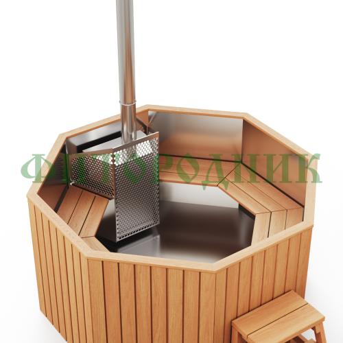 фурако «comfort октагон» из нержавеющей стали с интегрированной печью 1700 мм