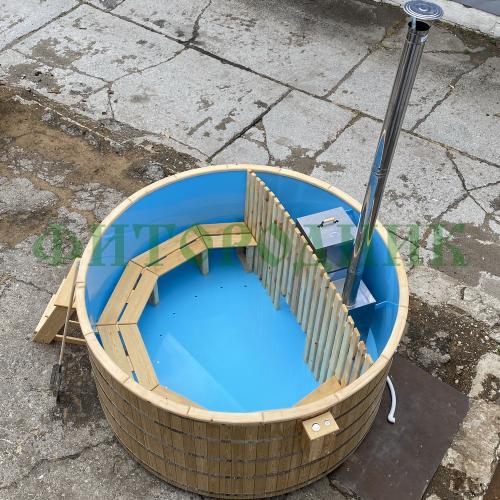 фурако круглая «comfort» из лиственницы с пластиковой вставкой со встроенной печью 2000 мм