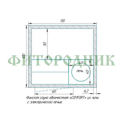 финская сауна одноместная «comfort» с электрической печью