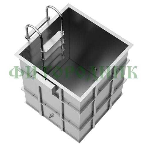 квадратная купель «comfort» из нержавеющей стали длина 1200 мм ширина 1200 мм высота 1150 мм