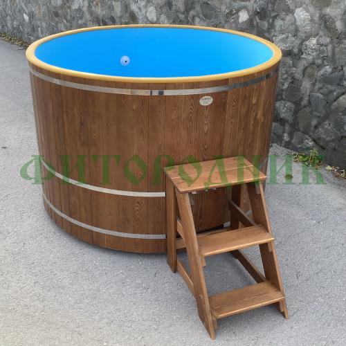 угловая купель «comfort» из лиственницы с пластиковой вставкой длина 1300 мм ширина 1300 мм высота 1150 мм