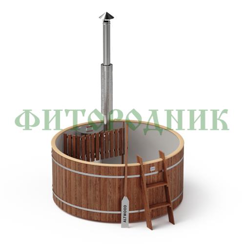 фурако круглая «original» из лиственницы с пластиковой вставкой со встроенной печью 2000 мм