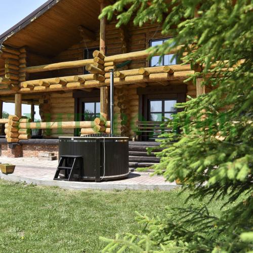 фурако круглая «comfort» из лиственницы с пластиковой вставкой со встроенной печью 2000 мм