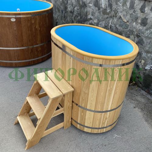 угловая купель «comfort» из лиственницы с пластиковой вставкой длина 1500 мм ширина 1500 мм высота 1150 мм