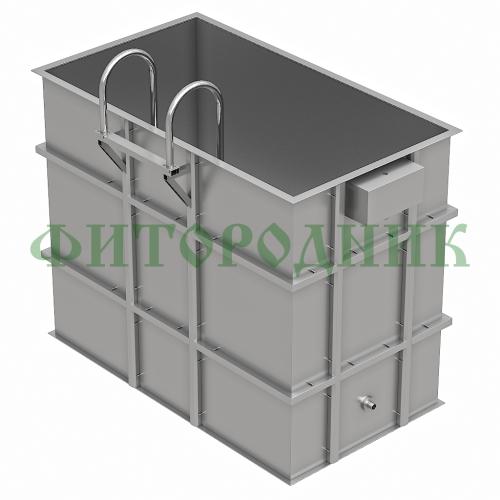 прямоугольная купель «comfort» из нержавеющей стали длина 1500 мм ширина 1000 мм высота 1150 мм