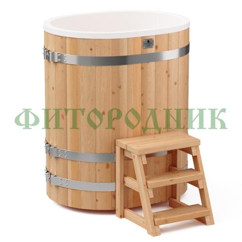 овальная купель «comfort» из лиственницы с пластиковой вставкой длина 1000 мм ширина 780 мм высота 1150 мм