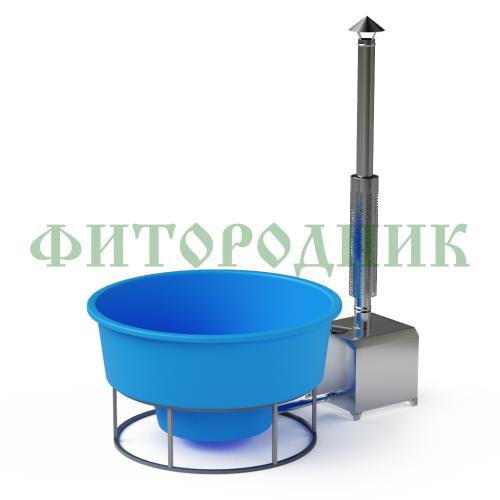 фурако круглая «premium» из лиственницы с термопластиковой вставкой с внешней печью с газовой горелкой 2000 мм