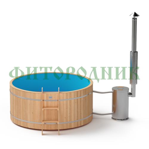 фурако круглая «original» из сосны с пластиковой вставкой с внешней печью 2000 мм