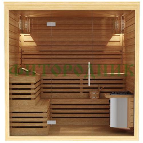 финская сауна четырехместная «premium» с электрической печью harvia