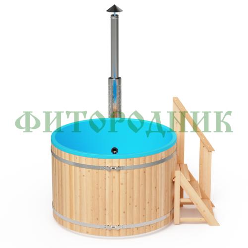 фурако круглая «premium» из лиственницы с термопластиковой вставкой с внешней печью 1700 мм