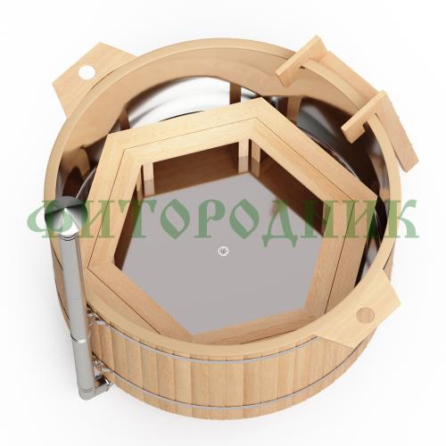 фурако круглая «comfort сэнто» из лиственницы с вставкой из нержавеющей стали с интегрированной печью 2000 мм