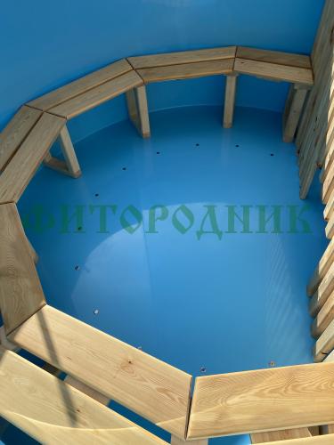 фурако круглая «comfort» из лиственницы с пластиковой вставкой со встроенной печью 2000 мм