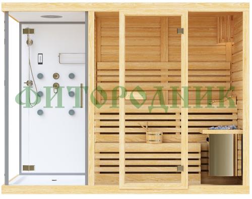 трехместная финская сауна «comfort» с душевой кабиной