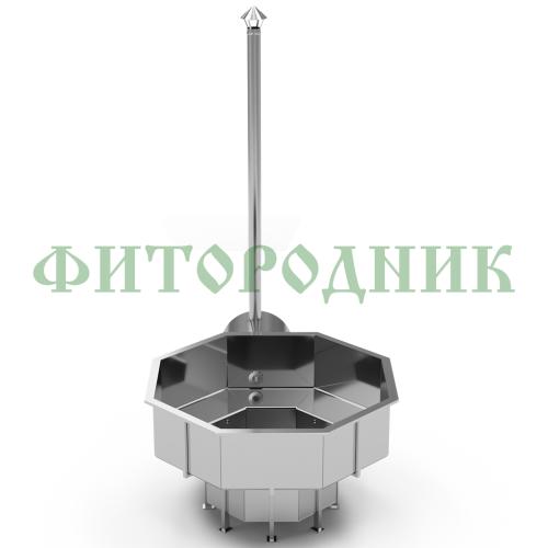 фурако «premium terrace октагон» из нержавеющей стали с внешней печью 2150 мм